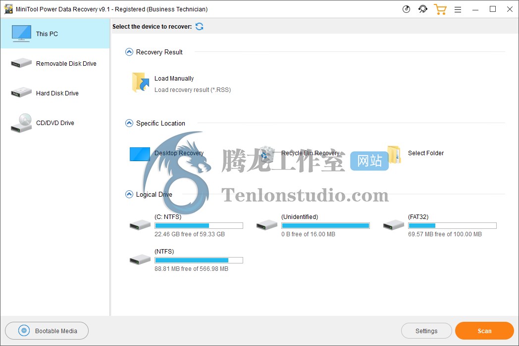 迷你兔数据恢复软件 MiniTool Power Data Recovery Business Technician v9.1  破解版