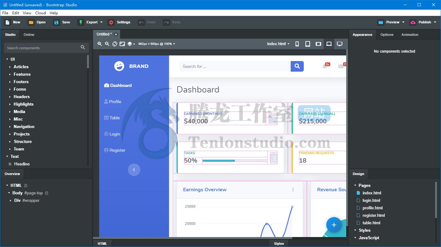 网页设计工具 Bootstrap Studio v5.4.3 破解版
