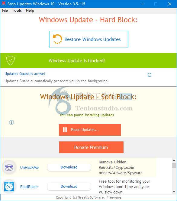 StopUpdates10 v3.5.115 阻止Win10自动更新服务的工具