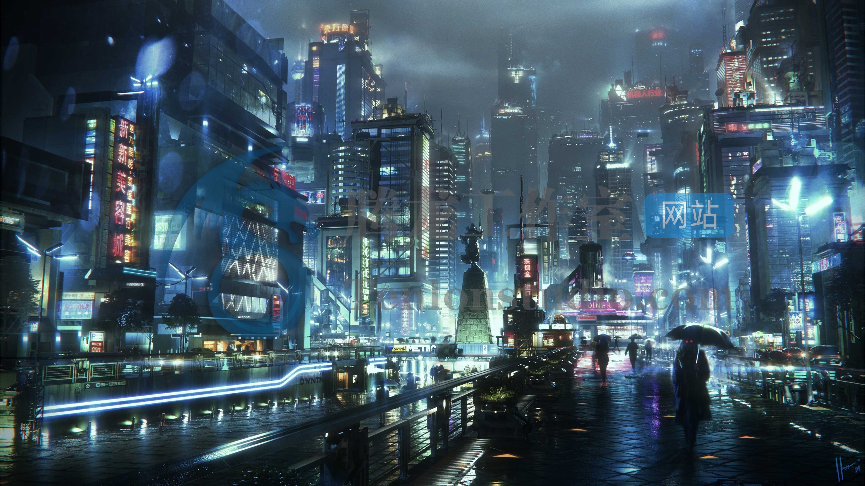 KitBash3D Neo Shanghai – 亚洲科幻风格未来大都市建筑场景3D模型插图