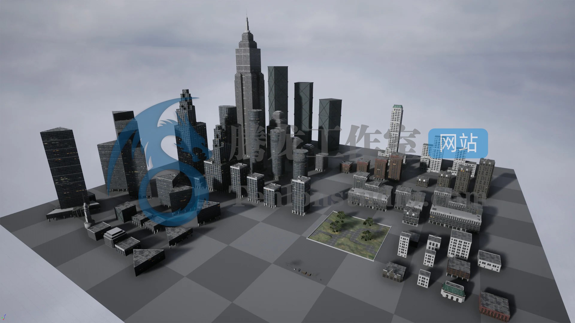 JoeGarth Brushify Urban Buildings Pack - 大型城市建筑场景UE4资产包插图1