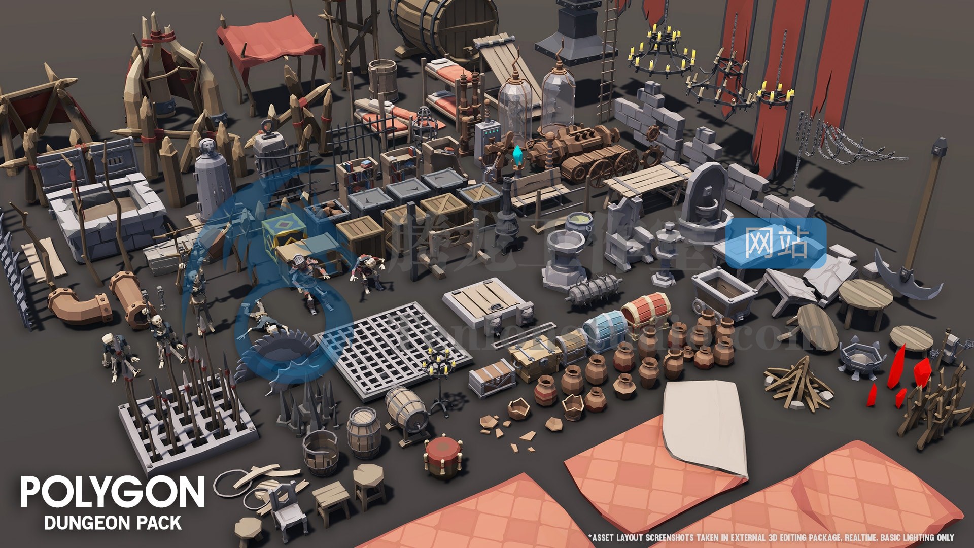 Synty Studios POLYGON Dungeon Pack - 低多边形风格地牢幻想场景UE4资产包插图1