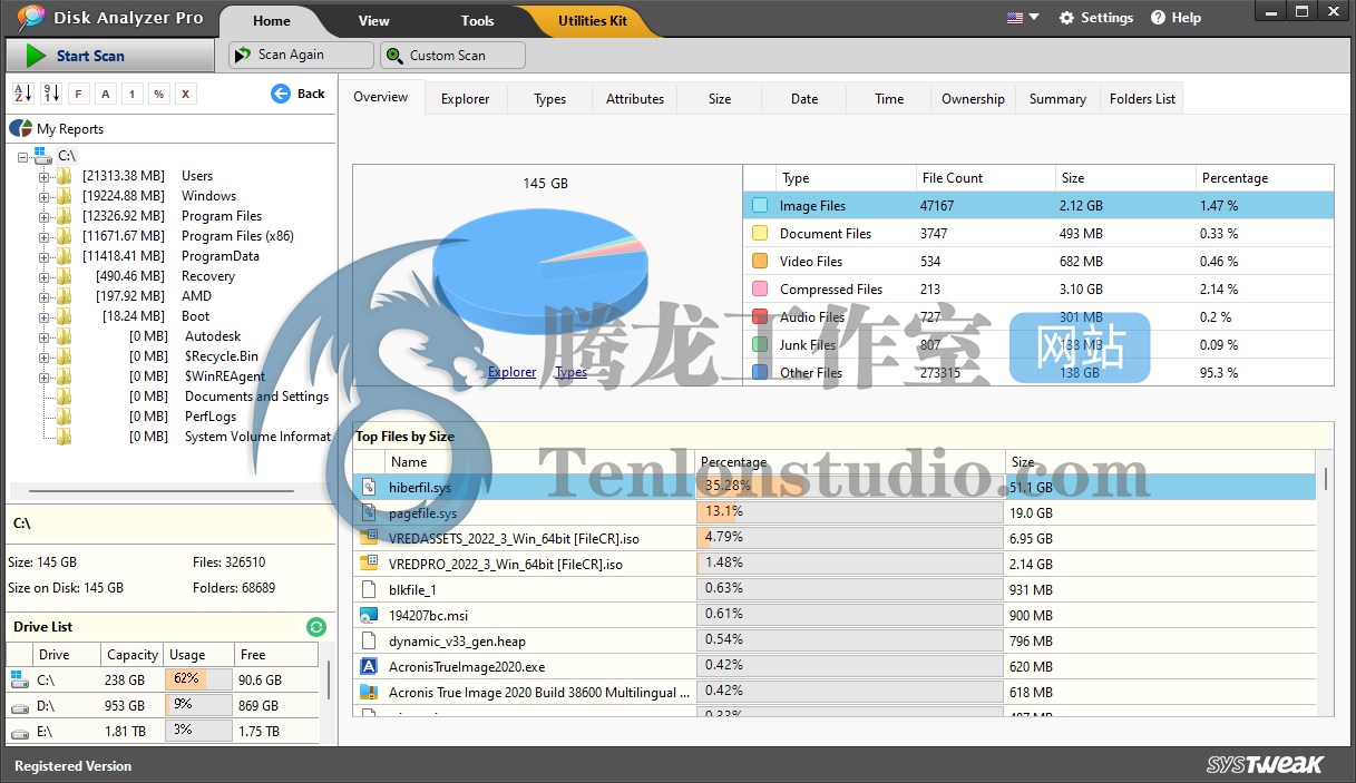 磁盘容量分析器 SysTweak Disk Analyzer Pro v1.0.1400.1302 破解版插图 磁盘容量分析器 SysTweak Disk Analyzer Pro v1.0.1400.1302 破解版插图