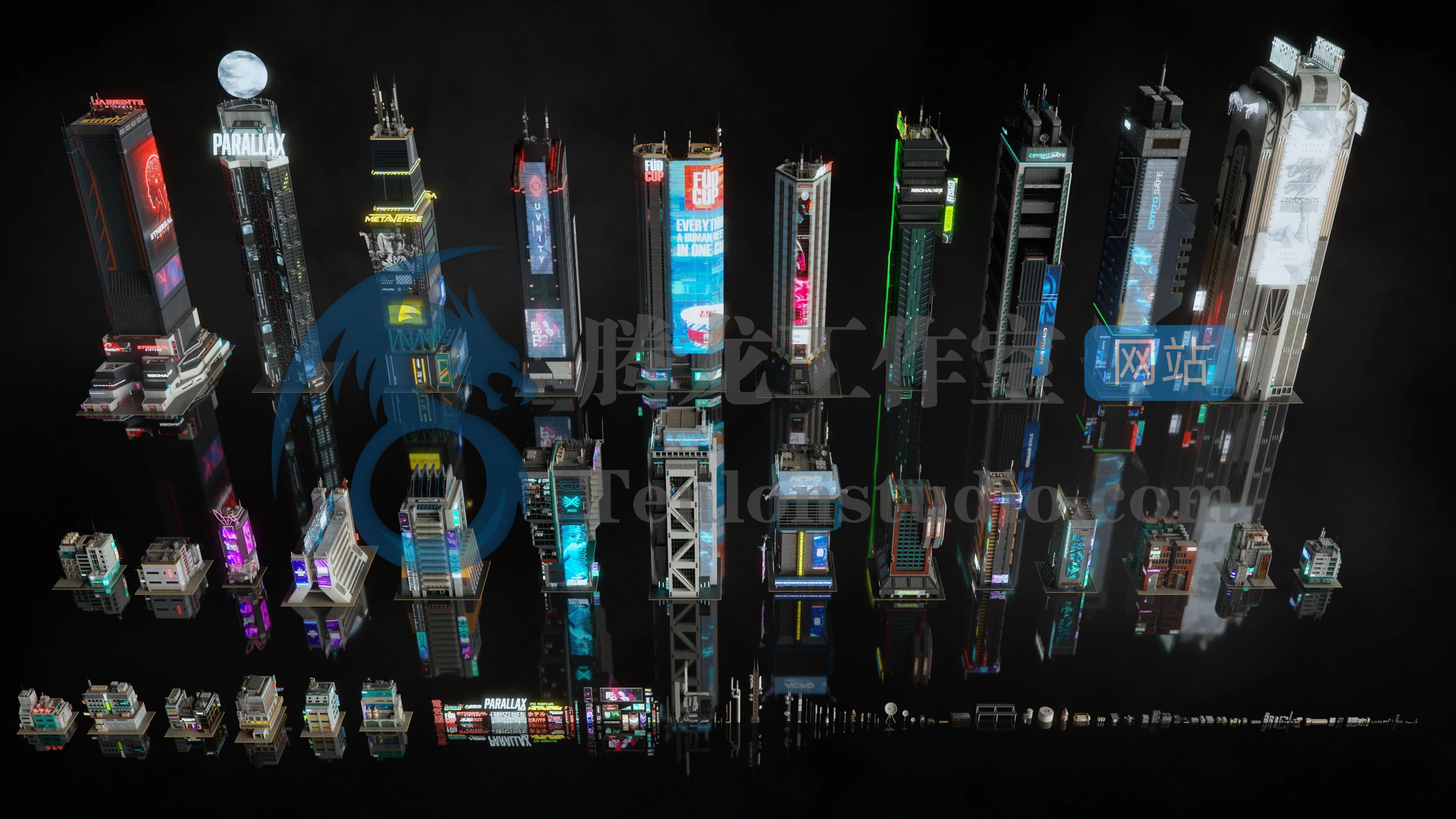 KitBash3D Cyberpunk 赛博朋克未来城市建筑场景3D模型插图4 KitBash3D Cyberpunk 赛博朋克未来城市建筑场景3D模型插图4