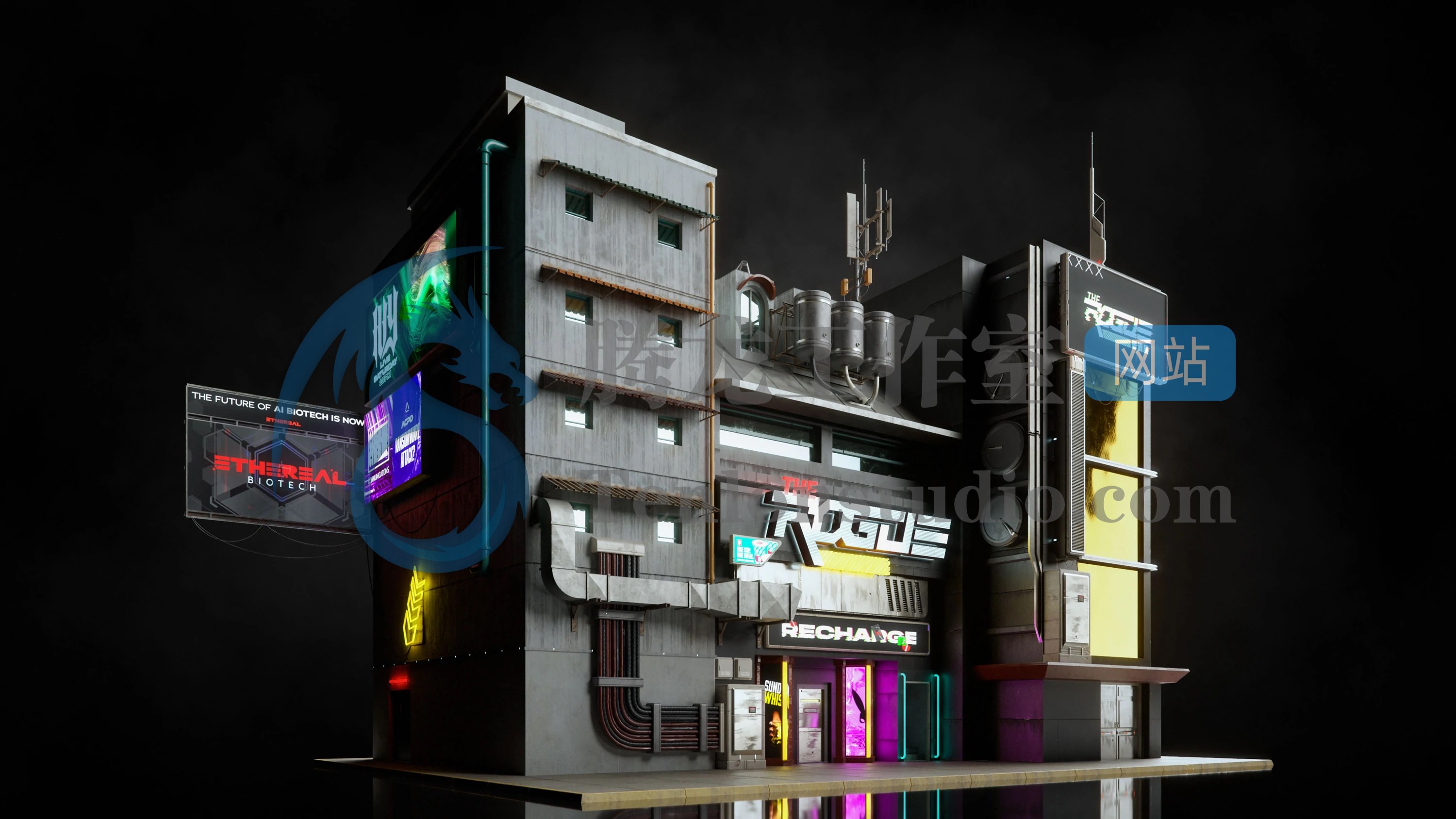 KitBash3D Cyberpunk 赛博朋克未来城市建筑场景3D模型插图3 KitBash3D Cyberpunk 赛博朋克未来城市建筑场景3D模型插图3