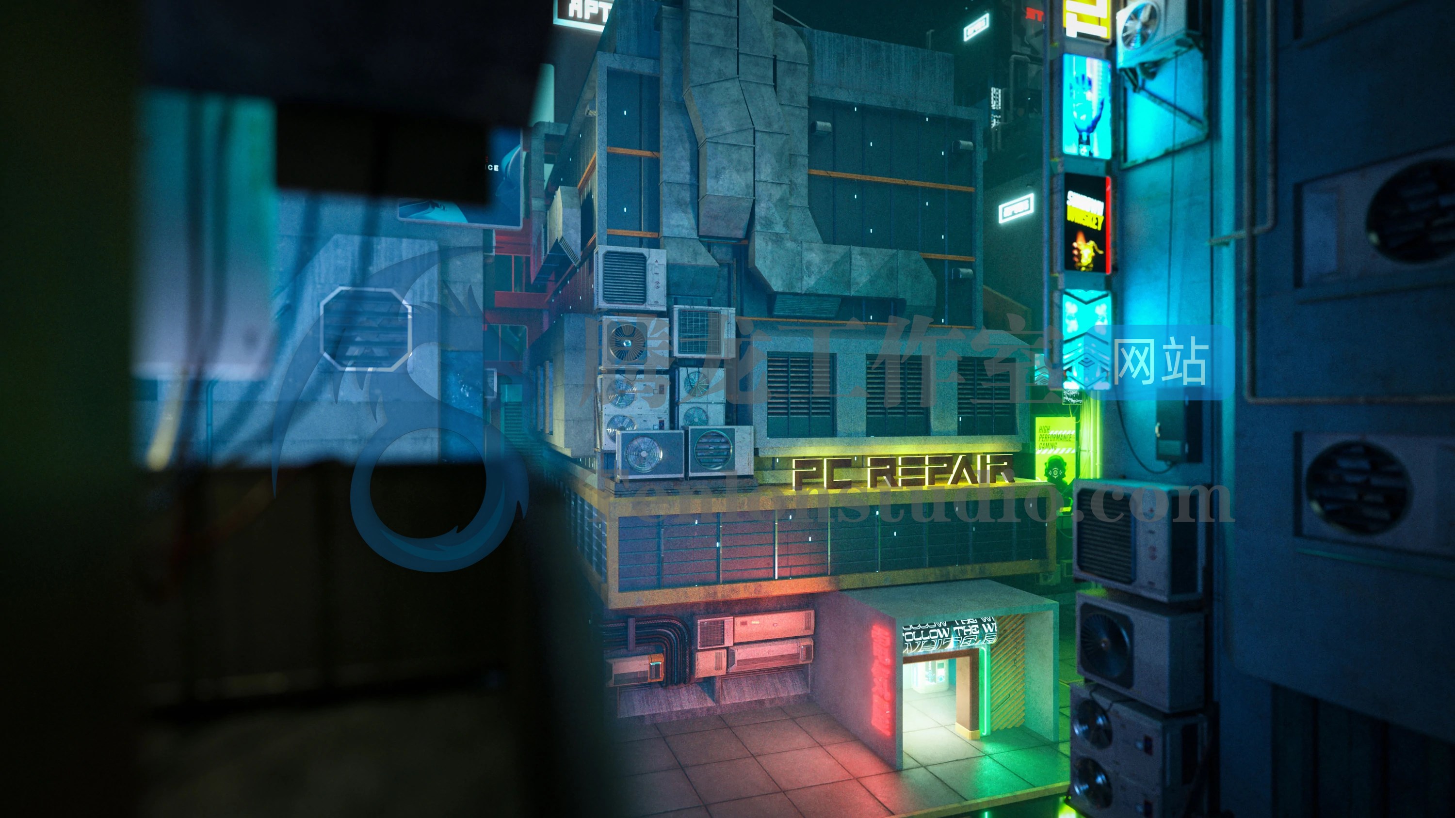 KitBash3D Cyberpunk 赛博朋克未来城市建筑场景3D模型插图2 KitBash3D Cyberpunk 赛博朋克未来城市建筑场景3D模型插图2