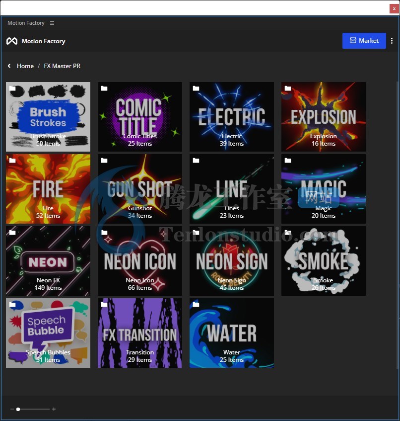 FX Master Cartoon Action Elements – 650个2D动漫卡通能量爆炸流体魔法语音气泡烟雾火花闪电视频模板插图