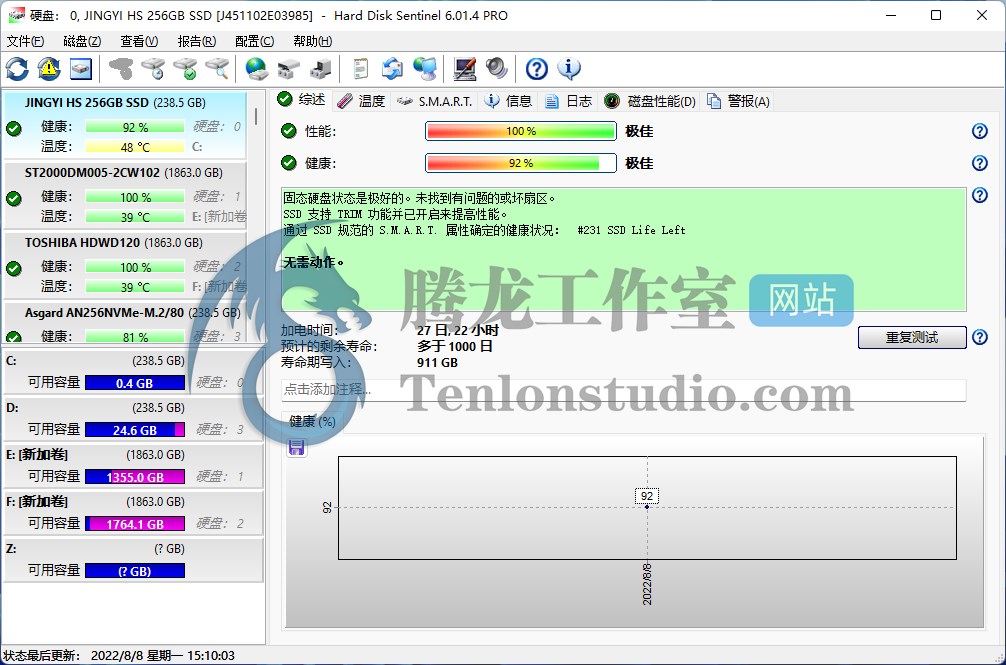 硬盘哨兵 Hard Disk Sentinel Pro v6.10.5d 便携破解版插图2 硬盘哨兵 Hard Disk Sentinel Pro v6.10.5d 便携破解版插图2