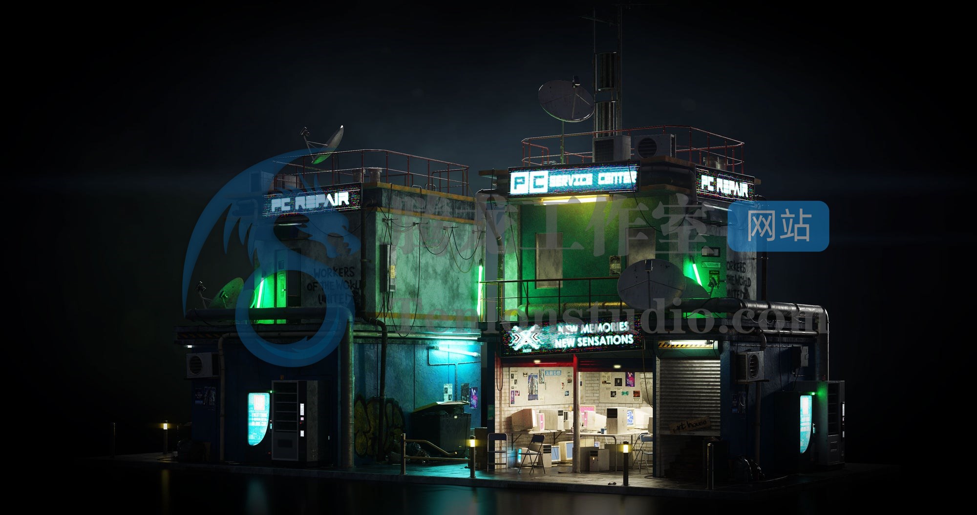 KitBash3D Cyber District 叛逆赛博朋克世界场景3D模型插图7 KitBash3D Cyber District 叛逆赛博朋克世界场景3D模型插图7