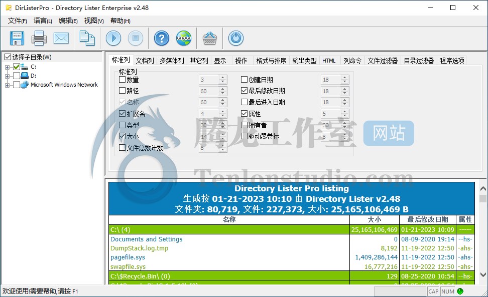 文件夹内容列表导出工具 Directory Lister Enterprise v2.48 便携破解版插图 文件夹内容列表导出工具 Directory Lister Enterprise v2.48 便携破解版插图