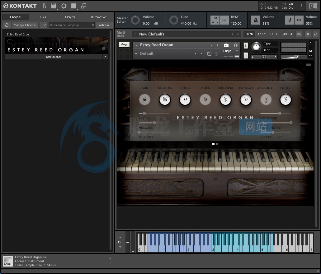 Soniccouture Estey Reed Organ v1.1.0 (KONTAKT) 簧风琴音源插图 Soniccouture Estey Reed Organ v1.1.0 (KONTAKT) 簧风琴音源插图