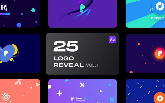 【AE模板】Pixflow 25 logo reveal bundle – 25个简约图形LOGO展示动画