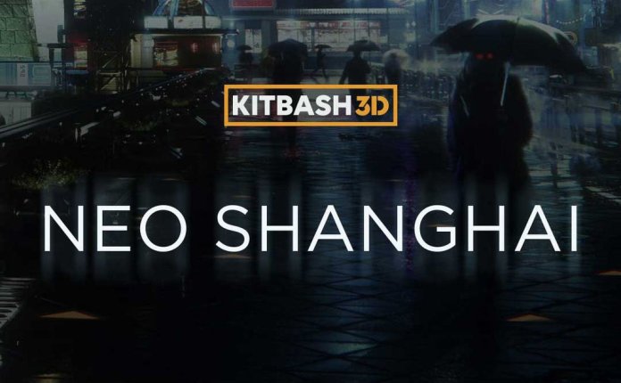 KitBash3D Neo Shanghai – 亚洲科幻风格未来大都市建筑场景3D模型