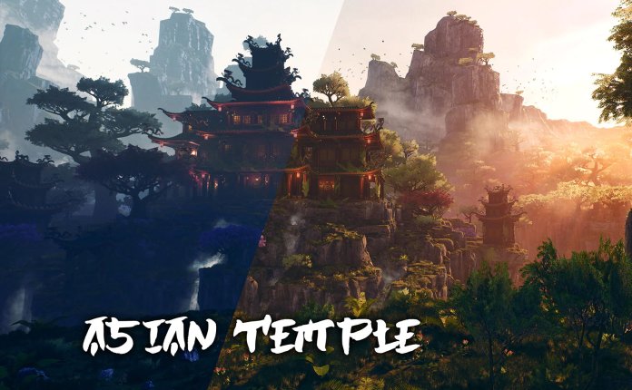 Meshingun Studio Asian Temple Pack – 亚洲魔幻风格神庙场景UE4资产包