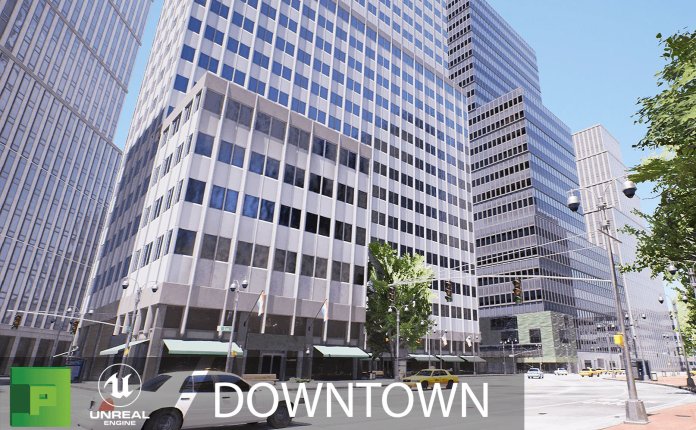 PolyPixel DownTown – 美国纽约市城市环境建筑场景UE4资产包