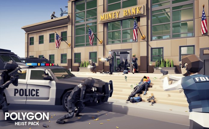 Synty Studios POLYGON Heist Pack – 低多边形风格城市枪械人物场景UE4资产包