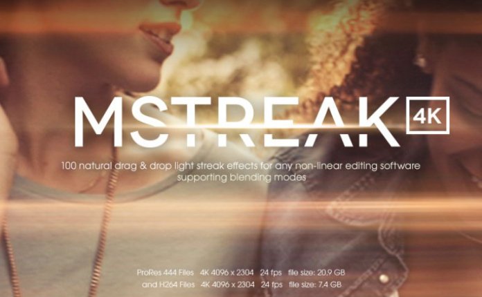 MotionVFX mStreak 4K – 100种自然拖放的光线条纹效果视频素材