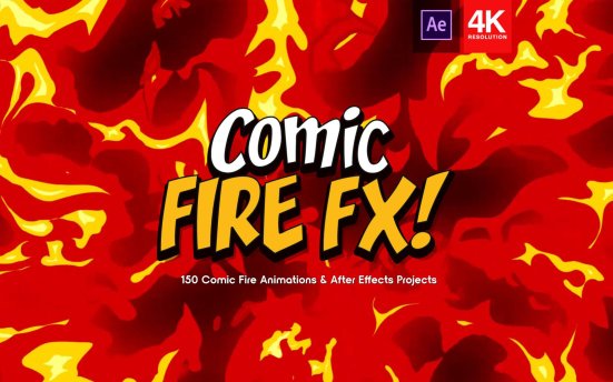 BusyBoxx V06 Comic Fire FX – 150个火焰动画效果视频素材和AE模板