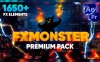 FX Monster Premium Pack – 1650多个2D动漫卡通标题转场火焰烟雾闪电水流视频模板