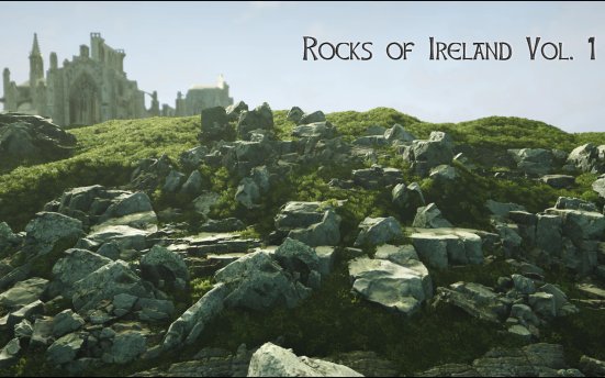 STF3d Rocks of Ireland 3D Scanned Grass Landscape Mat – 3D扫描爱尔兰岩石地形场景模型UE4资产包