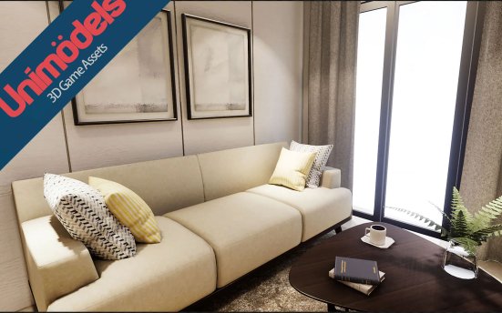 Unimodels Livingroom Vol.1 - 3种室内设计场景模型UE4资产包