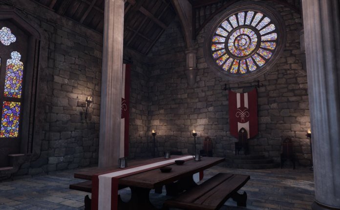 Fantasy Great Hall – 中世纪城堡城墙场景模型UE4资产包