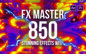FX Master Cartoon Action Elements – 650个2D动漫卡通能量爆炸流体魔法语音气泡烟雾火花闪电视频模板