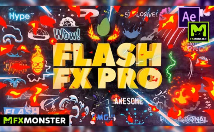 FX Monster Flash FX Pro – 460多个2D动漫卡通标题火焰烟雾闪电转场特效AE视频模板