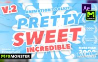 FX Monster Pretty Sweet – 2D动漫卡通标题过渡特效AE视频模板