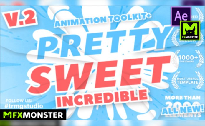 FX Monster Pretty Sweet – 2D动漫卡通标题过渡特效AE视频模板