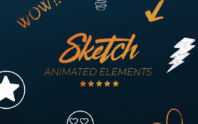 Bounce Color Sketch Animated Elements 箭头图标数字闪电气泡符号草图动画视频素材