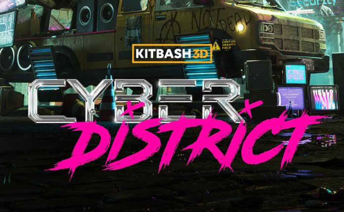 KitBash3D Cyber District 叛逆赛博朋克世界场景3D模型
