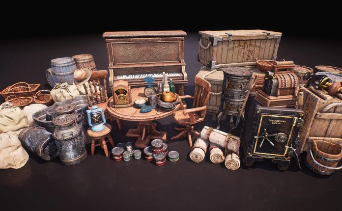 Western Props Pack 西部风格道具模型UE资产包