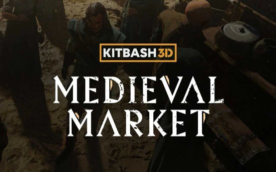 Kitbash3D Medieval Market 幻想风格中世纪市场场景3D模型