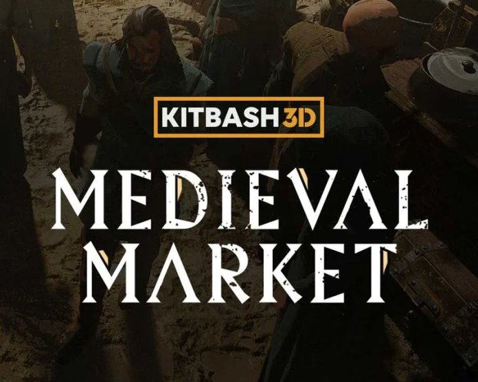 Kitbash3D Medieval Market 幻想风格中世纪市场场景3D模型