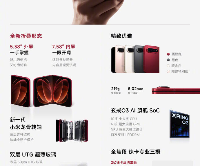 小米18 Fold中折叠手机正式发布：首发自研玄戒O3芯片，10999元起